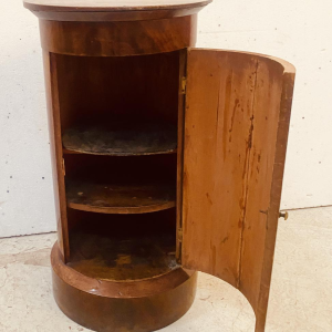 Napoleon III period cylinder bedside table or nightstand, mahogany veneer, 19th century