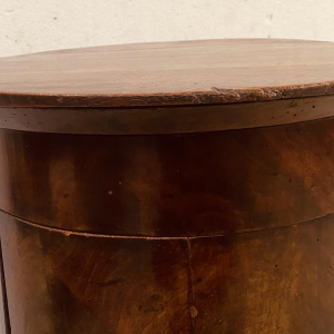 Napoleon III period cylinder bedside table or nightstand, mahogany veneer, 19th century