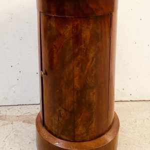Napoleon III period cylinder bedside table or nightstand, mahogany veneer, 19th century