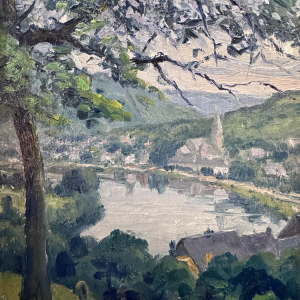 Eugène COLIGNON «Vallée de la Meuse à Profondeville» peinture huile sur toile marouflée