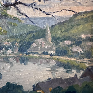 Eugène COLIGNON «Vallée de la Meuse à Profondeville» peinture huile sur toile marouflée