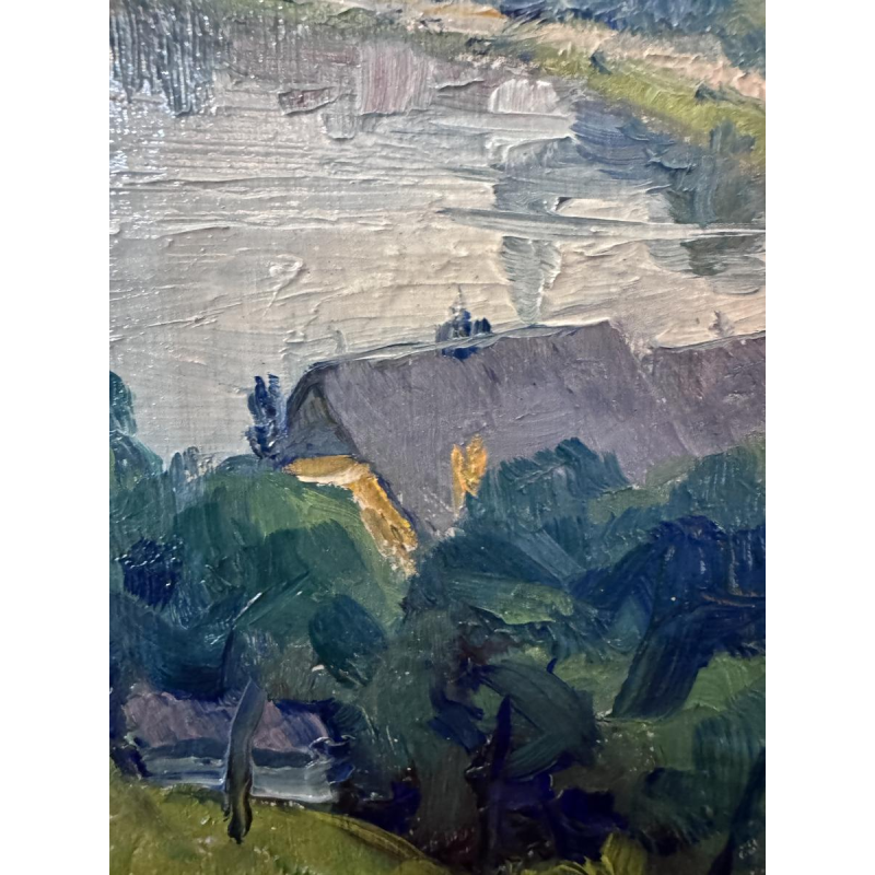 Eugène COLIGNON «Vallée de la Meuse à Profondeville» peinture huile sur toile marouflée