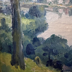 Eugène COLIGNON «Vallée de la Meuse à Profondeville» peinture huile sur toile marouflée