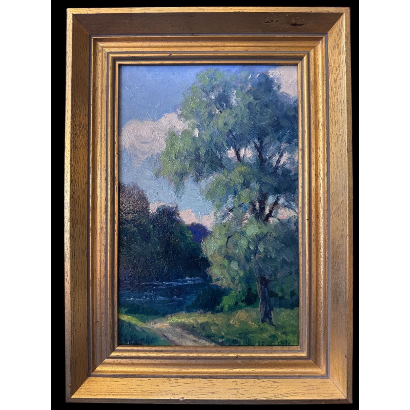 Eugène COLIGNON “Valley of the Gelbressée Stream 1942” oil painting on panel