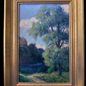 Eugène COLIGNON “Valley of the Gelbressée Stream 1942” oil painting on panel