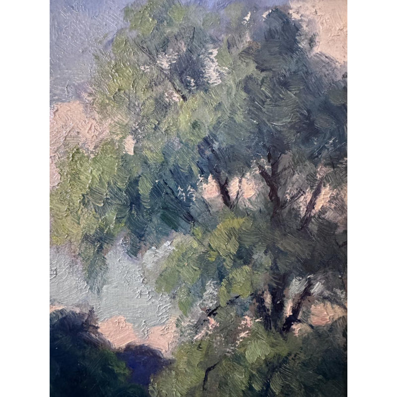 Eugène COLIGNON «Vallée du ruisseau de Gelbressée 1942» peinture huile sur panneau