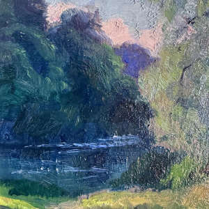 Eugène COLIGNON «Vallée du ruisseau de Gelbressée 1942» peinture huile sur panneau