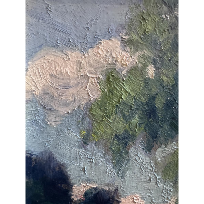 Eugène COLIGNON «Vallée du ruisseau de Gelbressée 1942» peinture huile sur panneau