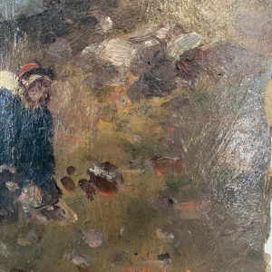 Alphonse Chigot "Scène militaire" tableau huile sur panneau, XIXe siècle