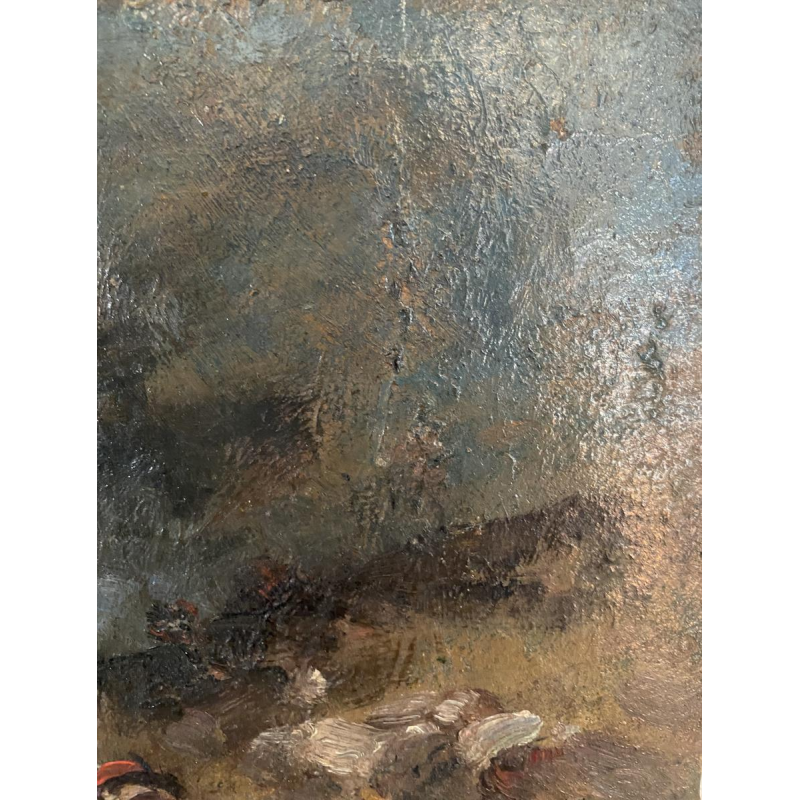 Alphonse Chigot "Scène militaire" tableau huile sur panneau, XIXe siècle