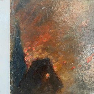 Alphonse Chigot "Militaire scène", olieverfschilderij op paneel, 19e eeuw.