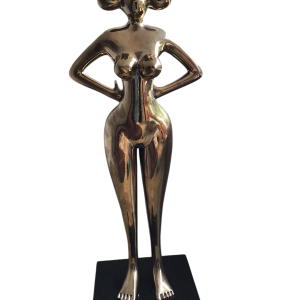 Bronzen sculptuur "Mademoiselle Gong" van Laszlo Tibay