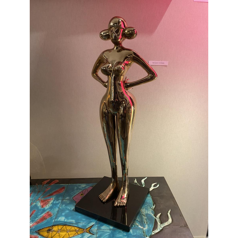 Laszlo Tibay "Mademoiselle Gong" sculpture en bronze