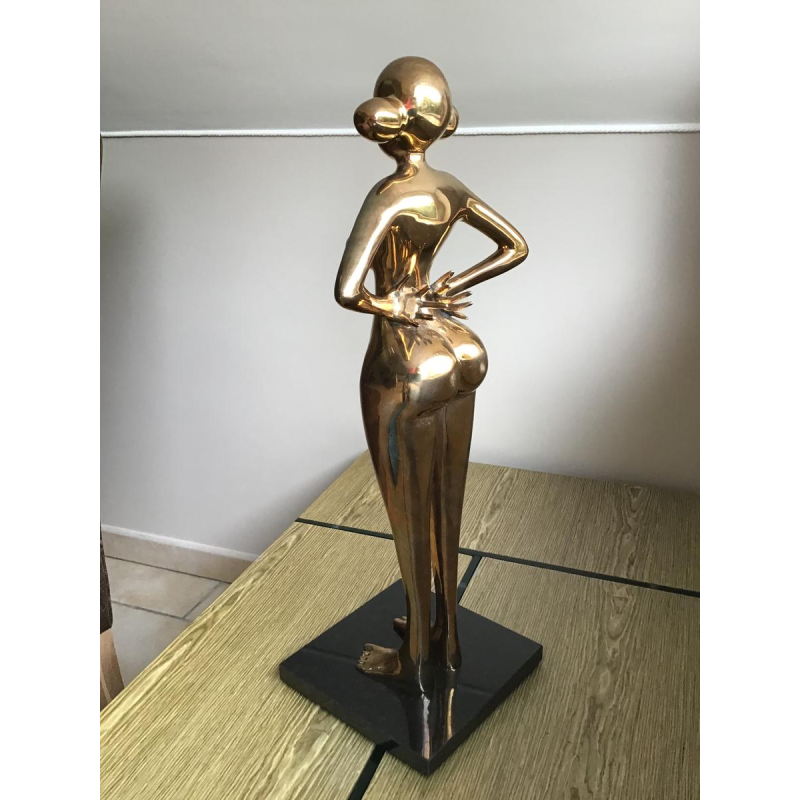Laszlo Tibay "Mademoiselle Gong" bronze sculpture