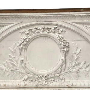Door pediment, decorative panel in wood and patinated stucco, 19th century