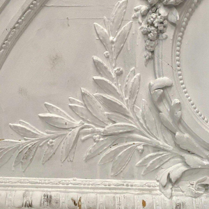 Door pediment, decorative panel in wood and patinated stucco, 19th century