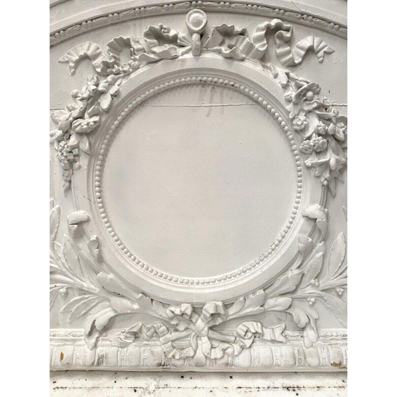 Door pediment, decorative panel in wood and patinated stucco, 19th century