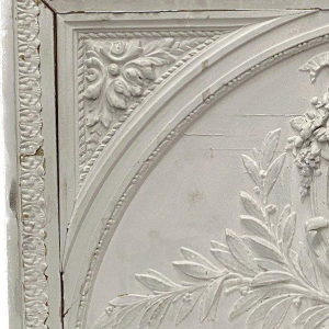 Door pediment, decorative panel in wood and patinated stucco, 19th century