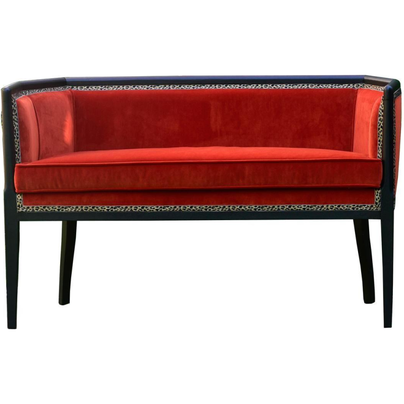 Fully restored Art Deco sofa, orange Linwood English velvet, circa 1930