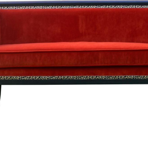 Fully restored Art Deco sofa, orange Linwood English velvet, circa 1930