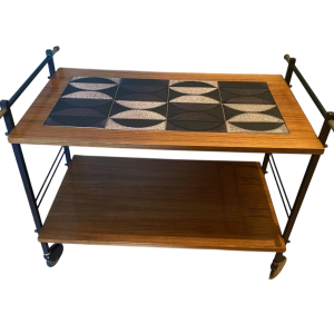 Desserte en bois, métal et céramique, années 1970