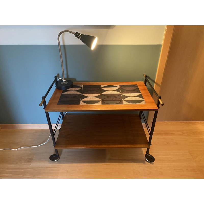 Desserte en bois, métal et céramique, années 1970