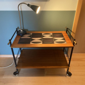 Desserte en bois, métal et céramique, années 1970