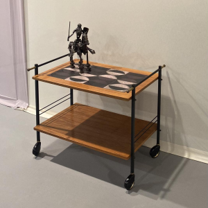 Desserte en bois, métal et céramique, années 1970