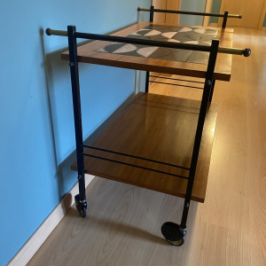 Desserte en bois, métal et céramique, années 1970