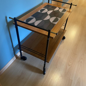 Desserte en bois, métal et céramique, années 1970