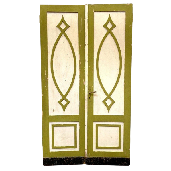 Double dividing doors in patinated solid fir, 19th century