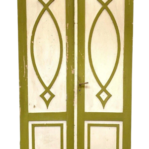 Double dividing doors in patinated solid fir, 19th century