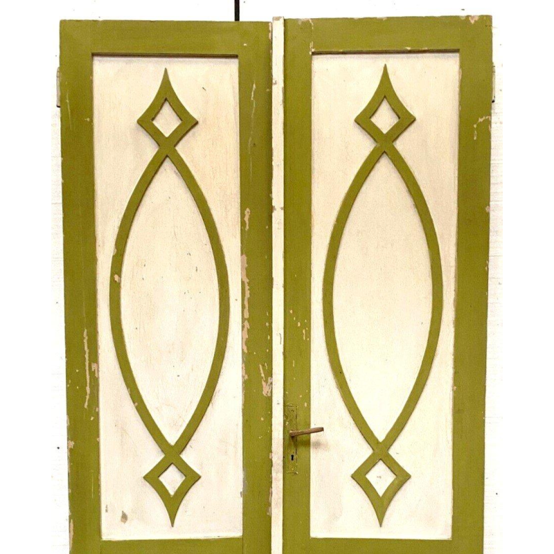 Double dividing doors in patinated solid fir, 19th century