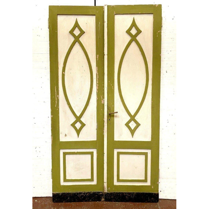Double dividing doors in patinated solid fir, 19th century