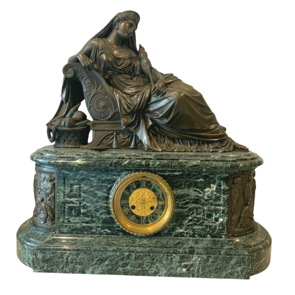 An imposing bronze and marble clock, by J. Feuchère, published by Gauthier, 19th century
