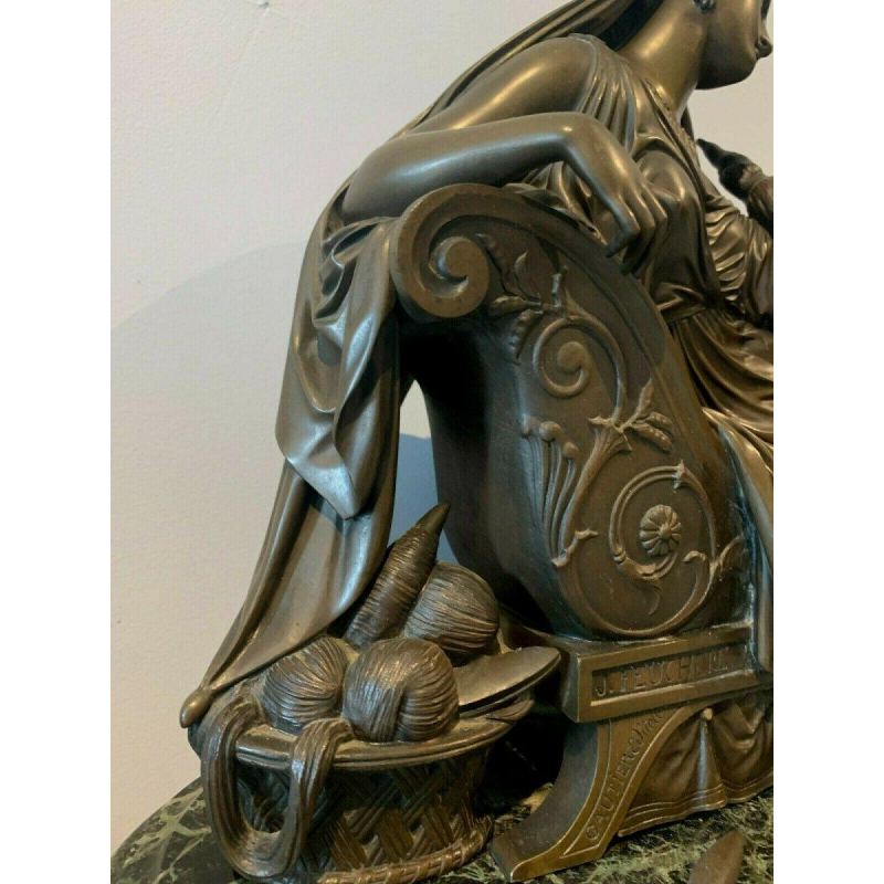 An imposing bronze and marble clock, by J. Feuchère, published by Gauthier, 19th century