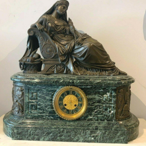An imposing bronze and marble clock, by J. Feuchère, published by Gauthier, 19th century