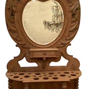 Porte manteau / parapluie / miroir en chêne sculpté, XXᵉ siècle