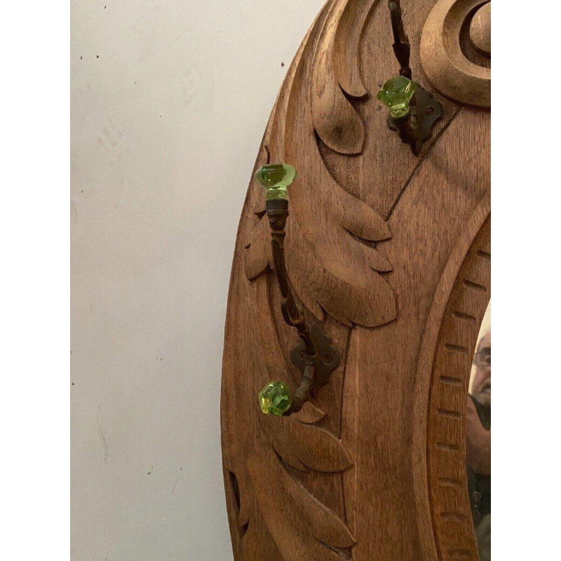 Carved oak coat/umbrella/mirror rack, 20th century