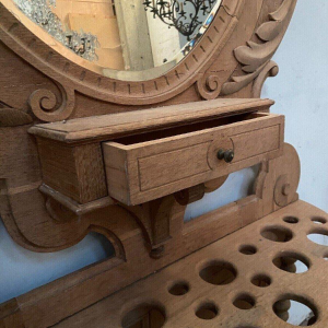 Carved oak coat/umbrella/mirror rack, 20th century