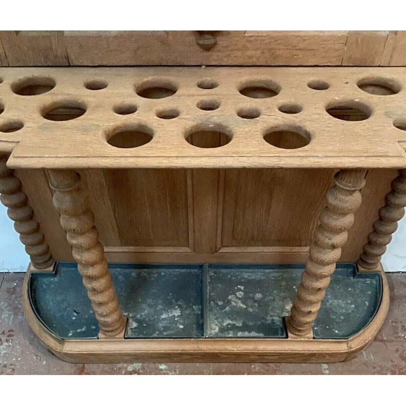 Carved oak coat/umbrella/mirror rack, 20th century