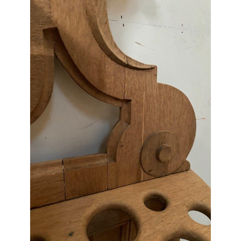 Porte manteau / parapluie / miroir en chêne sculpté, XXᵉ siècle