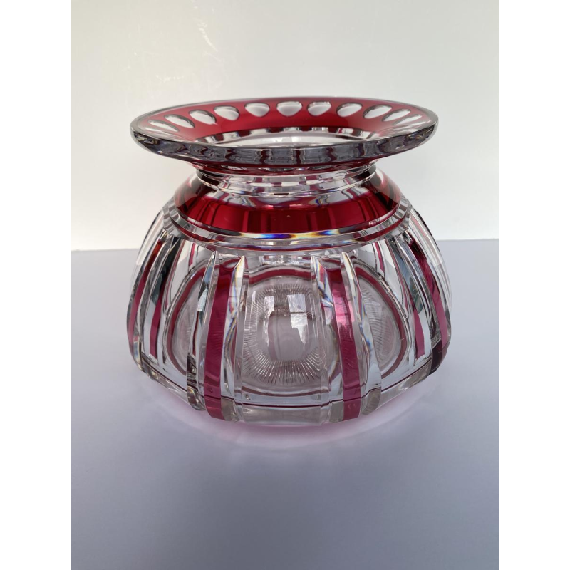 Val-Saint-Lambert, vase Art Déco en cristal doublé rouge, 1926