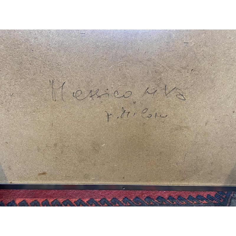 Salontafel van oranje keramiek, cilindrische poten van verchroomd staal, jaren 60.