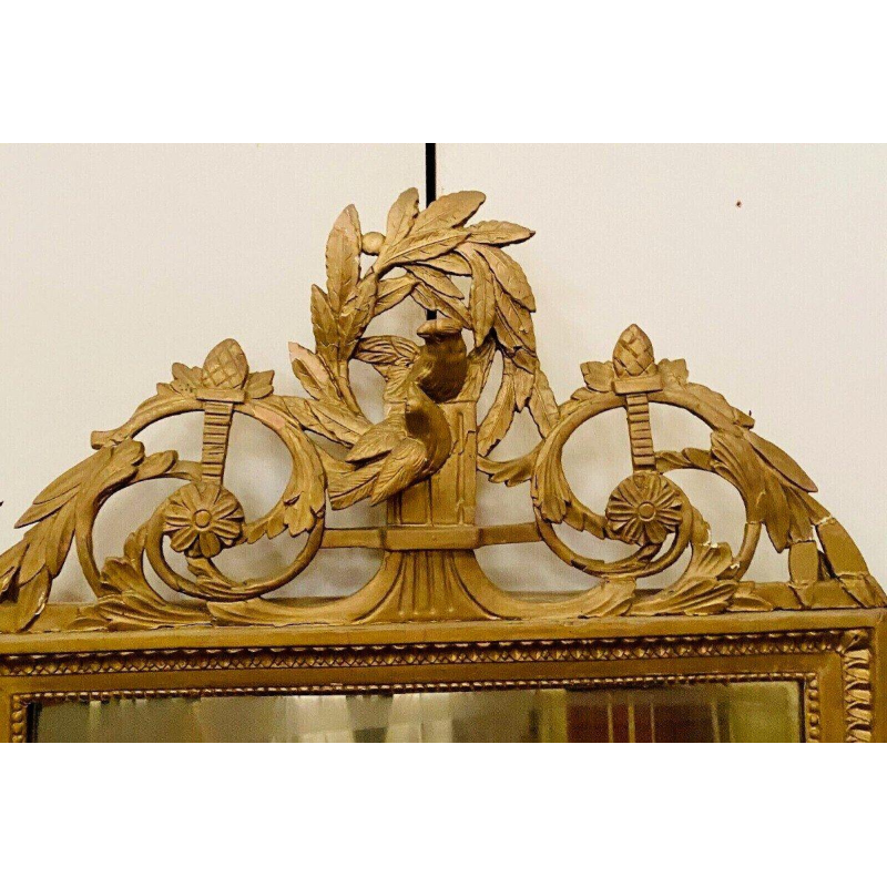 Louis XVI style mirror in wood and gilded stucco, 19th century