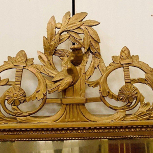 Louis XVI style mirror in wood and gilded stucco, 19th century