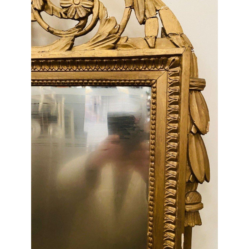 Louis XVI style mirror in wood and gilded stucco, 19th century