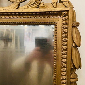 Louis XVI style mirror in wood and gilded stucco, 19th century