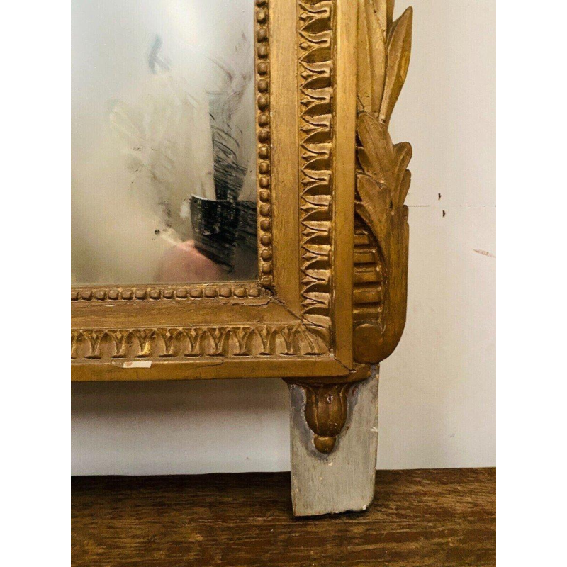 Louis XVI style mirror in wood and gilded stucco, 19th century