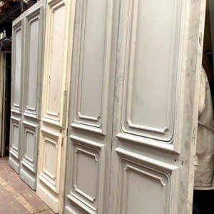 Set of five double-sided, molded Haussmann-style doors, 19th century